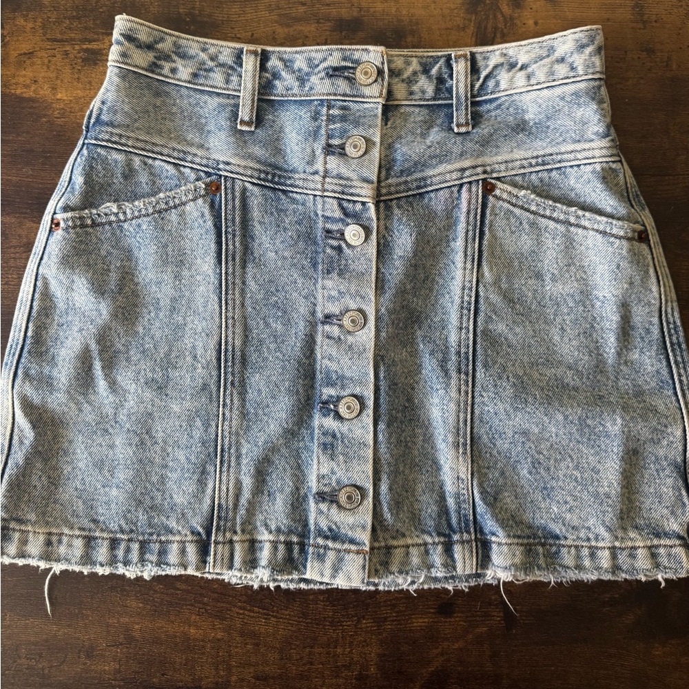 Abercrombie & Fitch Light Blue Button-Up Skirt